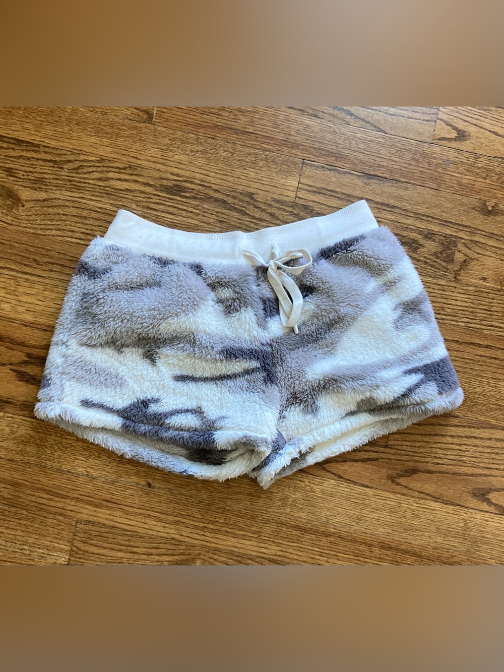 PJ Salvage grey camo fuzzy plush shorts xs